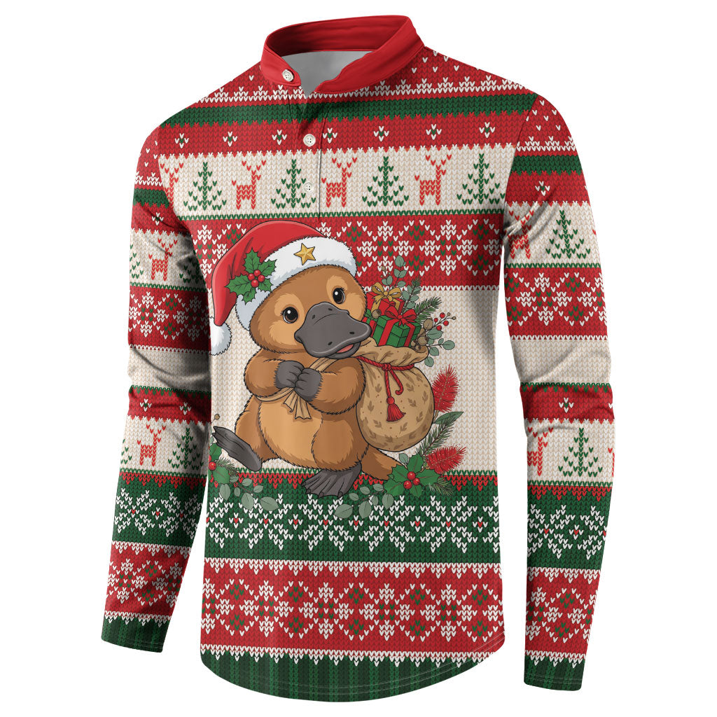 Aussie Platypus Christmas Button Sweatshirt Festive Knitted Pattern Inspired