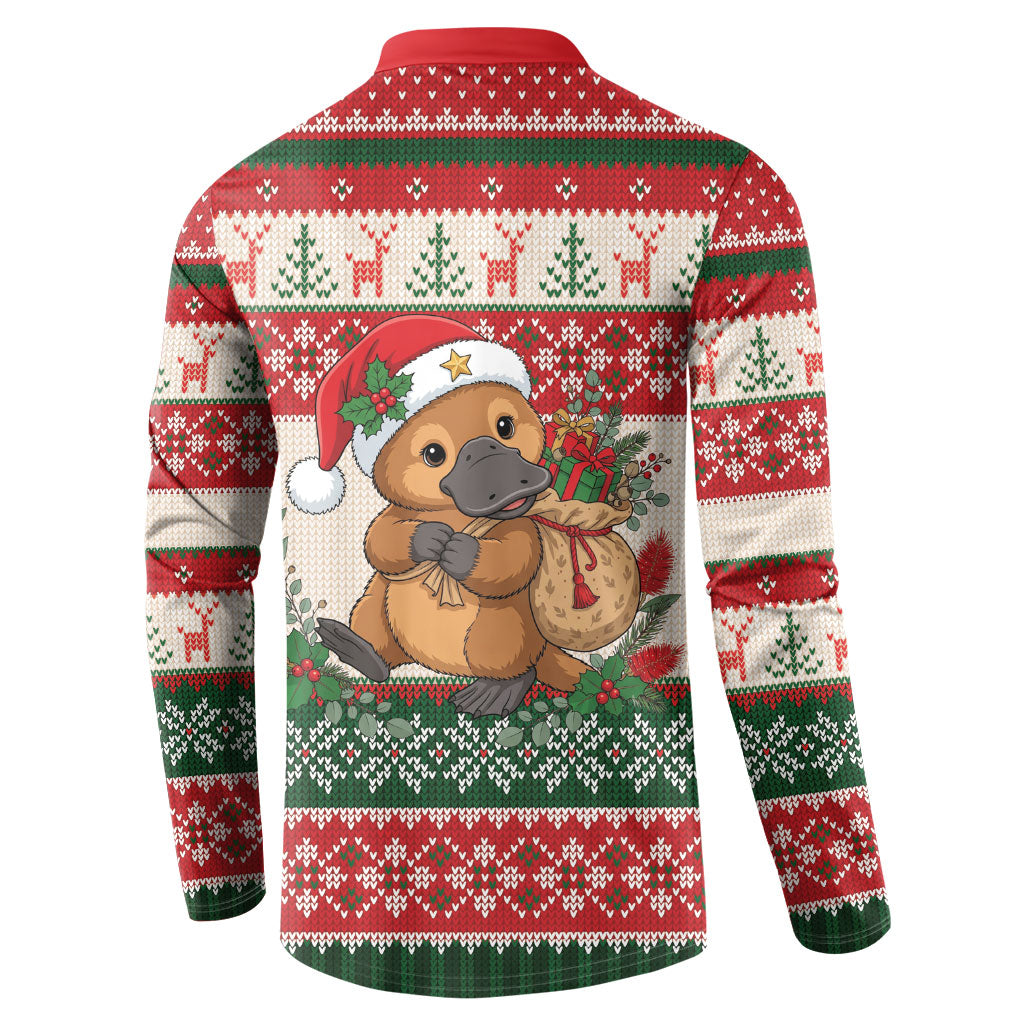 Aussie Platypus Christmas Button Sweatshirt Festive Knitted Pattern Inspired