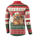 Aussie Platypus Christmas Button Sweatshirt Festive Knitted Pattern Inspired