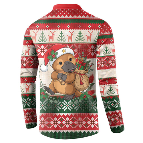 Aussie Platypus Christmas Button Sweatshirt Festive Knitted Pattern Inspired