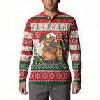 Aussie Platypus Christmas Button Sweatshirt Festive Knitted Pattern Inspired