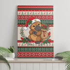 Aussie Platypus Christmas Canvas Wall Art Festive Knitted Pattern Inspired
