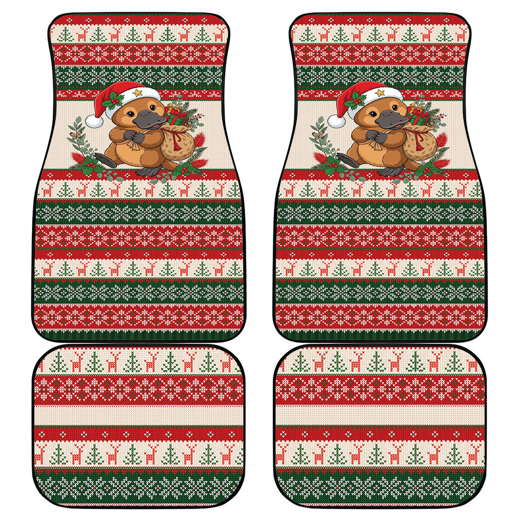 Aussie Platypus Christmas Car Mats Festive Knitted Pattern Inspired