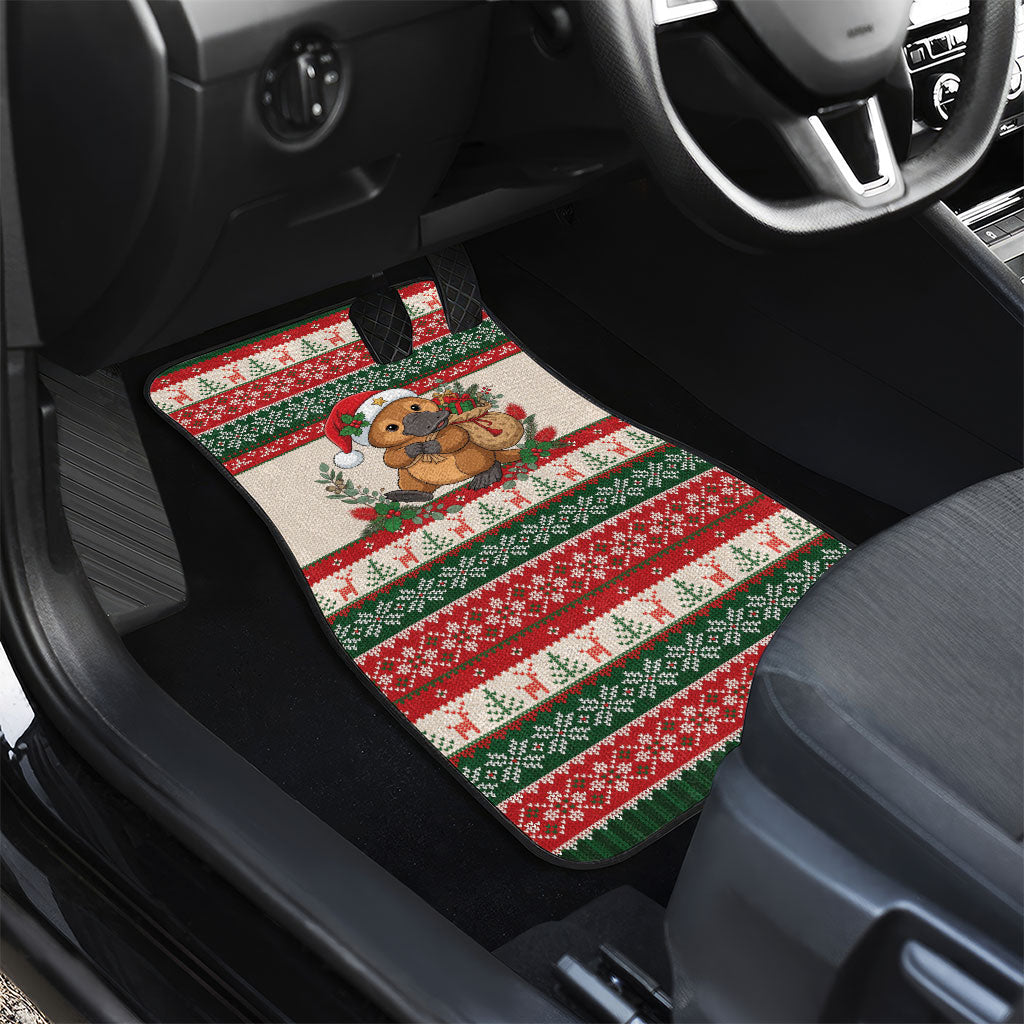 Aussie Platypus Christmas Car Mats Festive Knitted Pattern Inspired