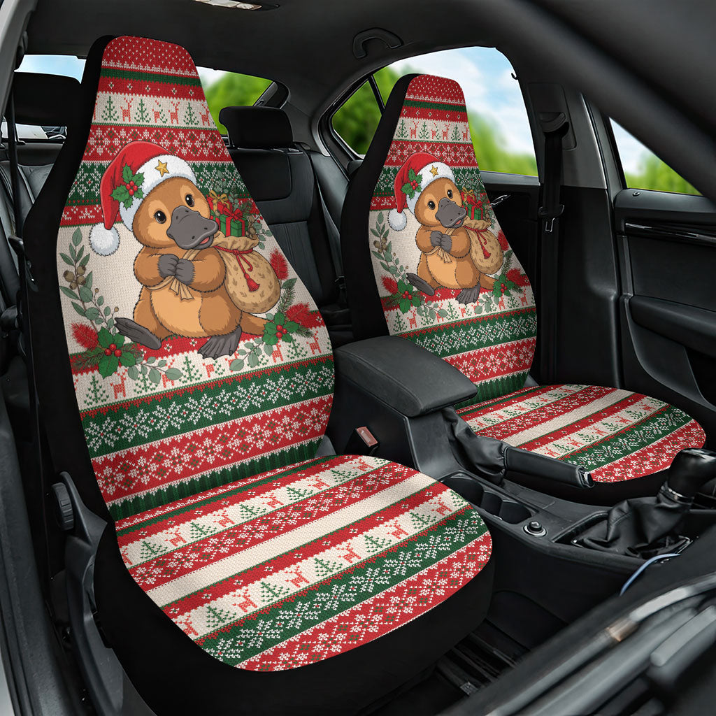 Aussie Platypus Christmas Car Seat Cover Festive Knitted Pattern Inspired