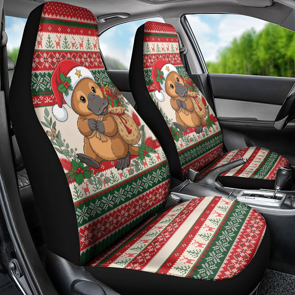 Aussie Platypus Christmas Car Seat Cover Festive Knitted Pattern Inspired