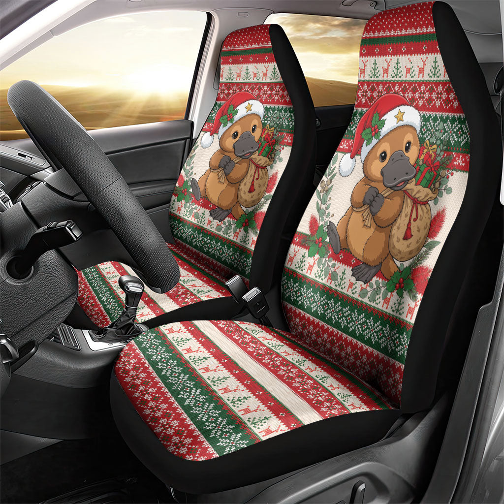 Aussie Platypus Christmas Car Seat Cover Festive Knitted Pattern Inspired