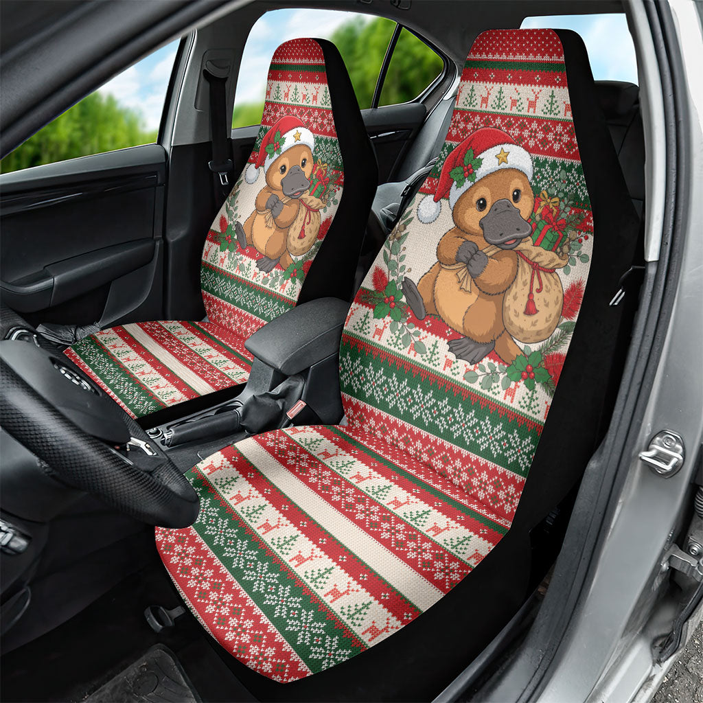 Aussie Platypus Christmas Car Seat Cover Festive Knitted Pattern Inspired