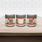 Aussie Platypus Christmas Ceramic Mug Festive Knitted Pattern Inspired