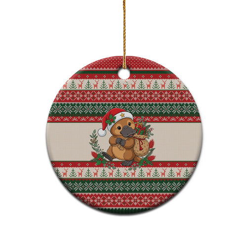 Aussie Platypus Christmas Ceramic Ornament Festive Knitted Pattern Inspired