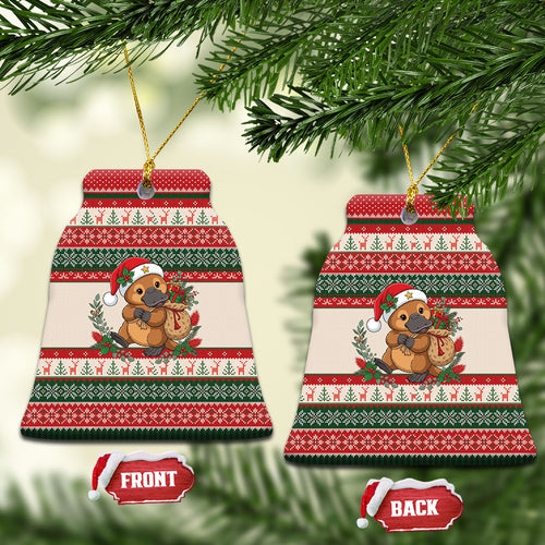 Aussie Platypus Christmas Ceramic Ornament Festive Knitted Pattern Inspired