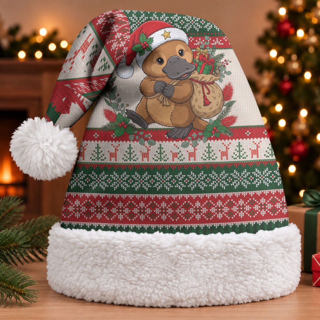 Aussie Platypus Christmas Santa Hat Festive Knitted Pattern Inspired
