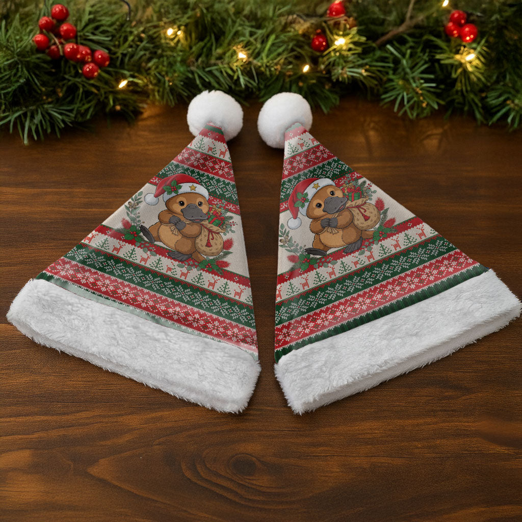 Aussie Platypus Christmas Santa Hat Festive Knitted Pattern Inspired