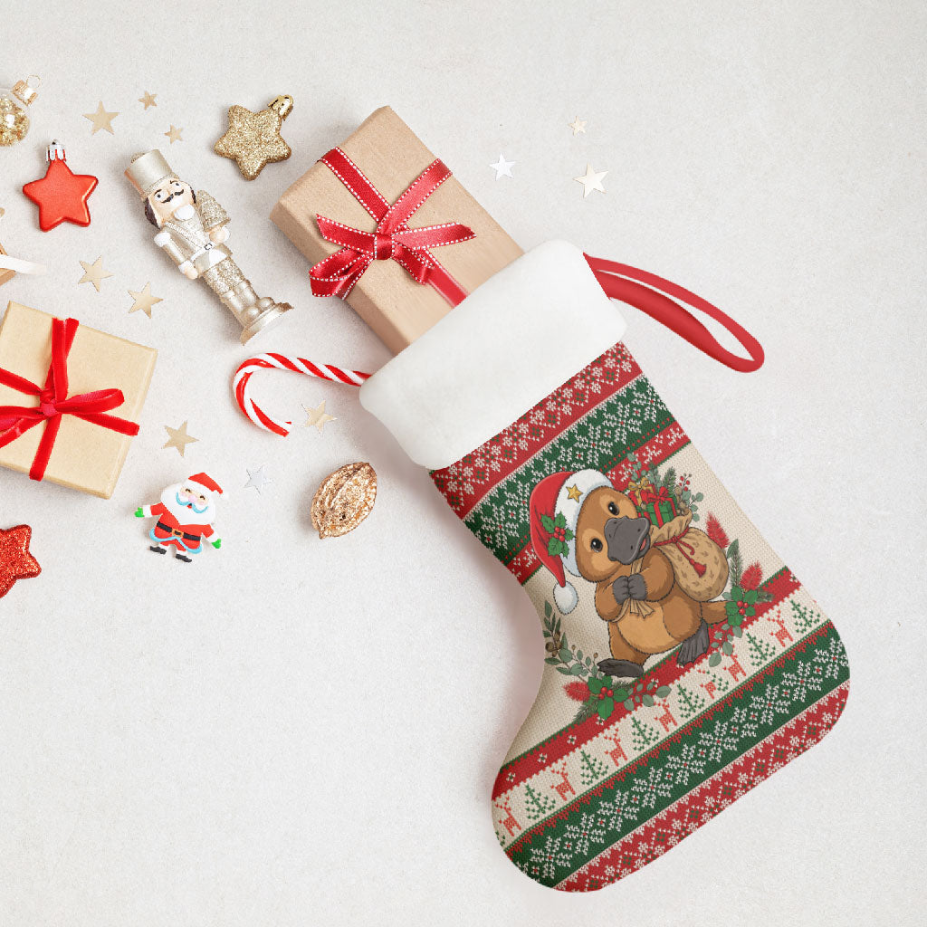 Aussie Platypus Christmas Stocking Festive Knitted Pattern Inspired