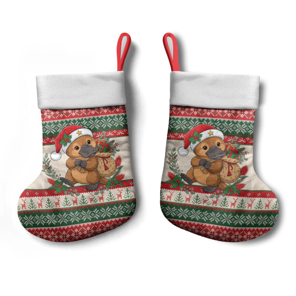 Aussie Platypus Christmas Stocking Festive Knitted Pattern Inspired