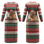 Aussie Platypus Christmas Couples Matching Long Sleeve Bodycon Dress and Long Sleeve Button Shirt Festive Knitted Pattern Inspired