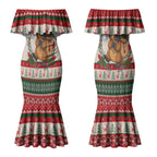 Aussie Platypus Christmas Couples Matching Mermaid Dress and Hawaiian Shirt Festive Knitted Pattern Inspired