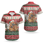 Aussie Platypus Christmas Couples Matching Off Shoulder Maxi Dress and Hawaiian Shirt Festive Knitted Pattern Inspired