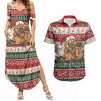 Aussie Platypus Christmas Couples Matching Summer Maxi Dress and Hawaiian Shirt Festive Knitted Pattern Inspired