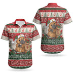 Aussie Platypus Christmas Couples Matching Summer Maxi Dress and Hawaiian Shirt Festive Knitted Pattern Inspired
