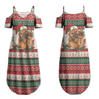Aussie Platypus Christmas Couples Matching Summer Maxi Dress and Hawaiian Shirt Festive Knitted Pattern Inspired