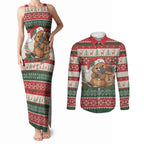 Aussie Platypus Christmas Couples Matching Tank Maxi Dress and Long Sleeve Button Shirt Festive Knitted Pattern Inspired