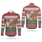 Aussie Platypus Christmas Couples Matching Tank Maxi Dress and Long Sleeve Button Shirt Festive Knitted Pattern Inspired
