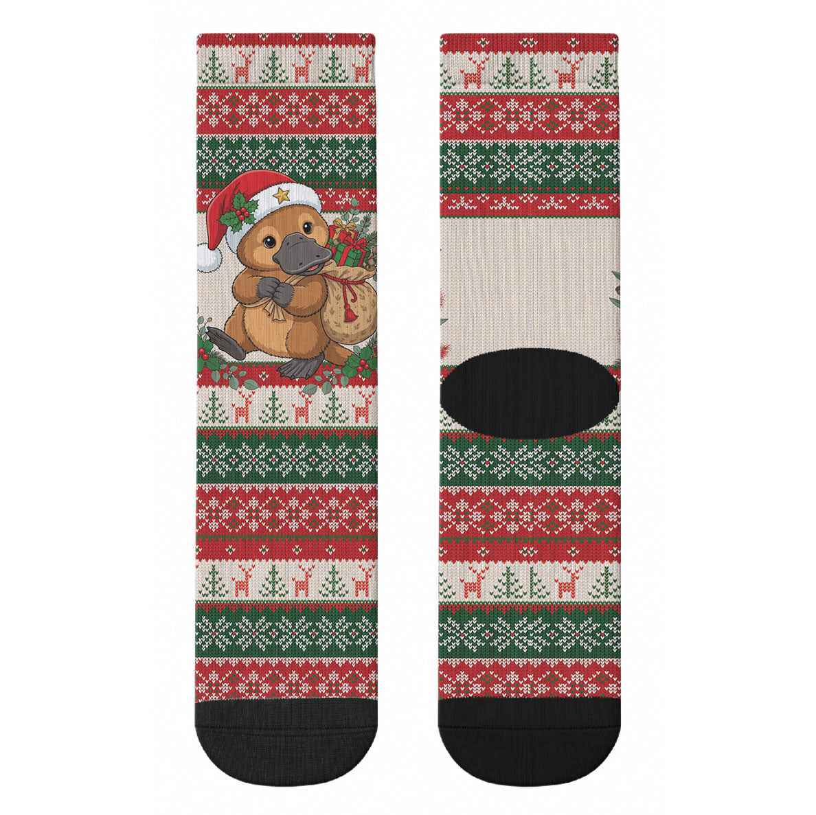 Aussie Platypus Christmas Crew Socks Festive Knitted Pattern Inspired