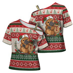 Aussie Platypus Christmas Cross Shoulder Shirt Festive Knitted Pattern Inspired