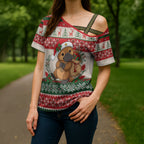 Aussie Platypus Christmas Cross Shoulder Shirt Festive Knitted Pattern Inspired