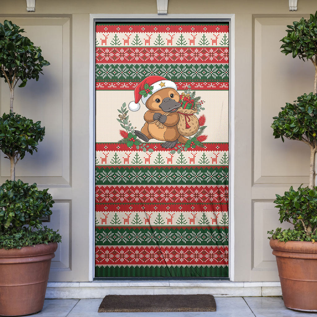 Aussie Platypus Christmas Door Cover Festive Knitted Pattern Inspired