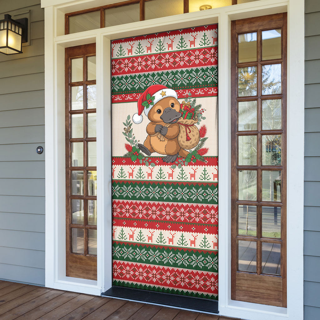 Aussie Platypus Christmas Door Cover Festive Knitted Pattern Inspired