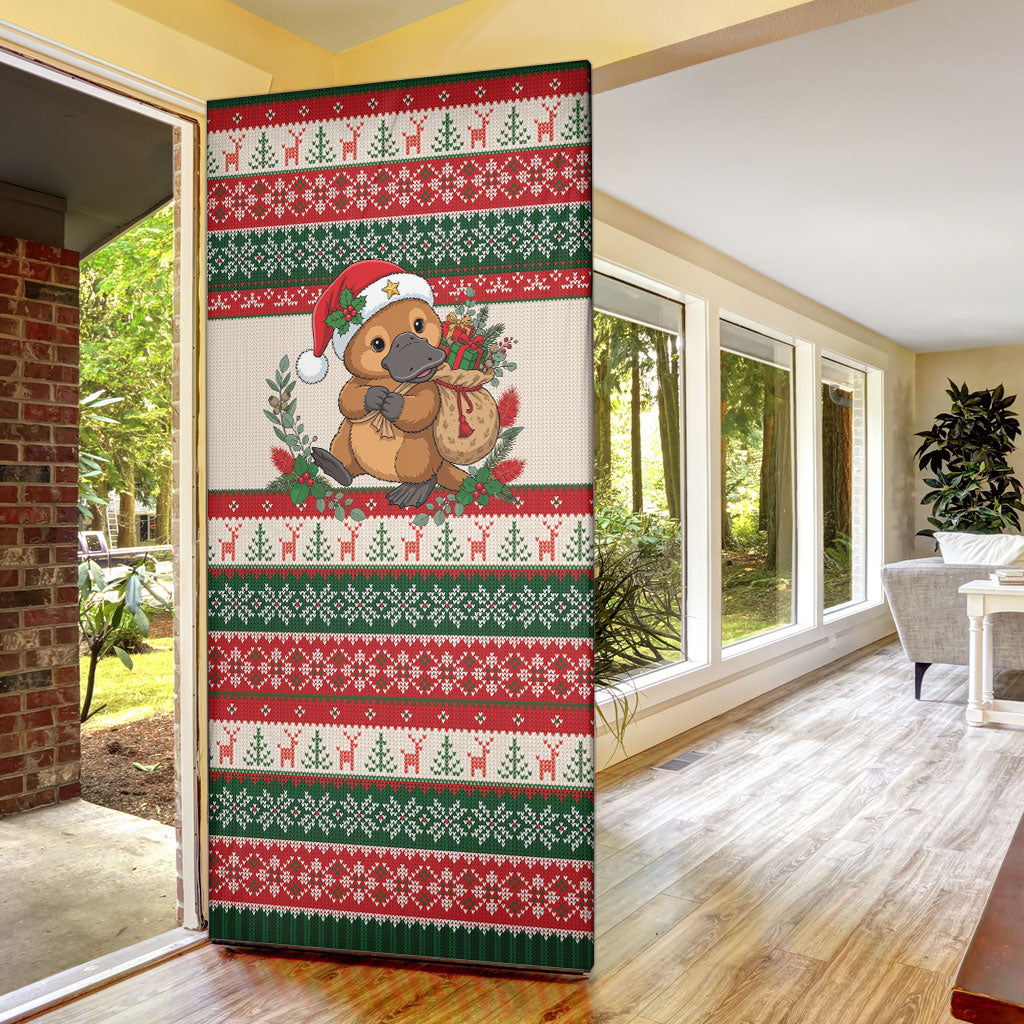 Aussie Platypus Christmas Door Cover Festive Knitted Pattern Inspired