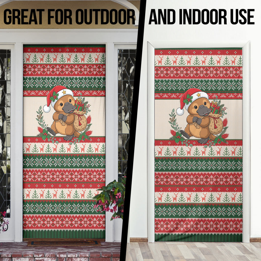 Aussie Platypus Christmas Door Cover Festive Knitted Pattern Inspired