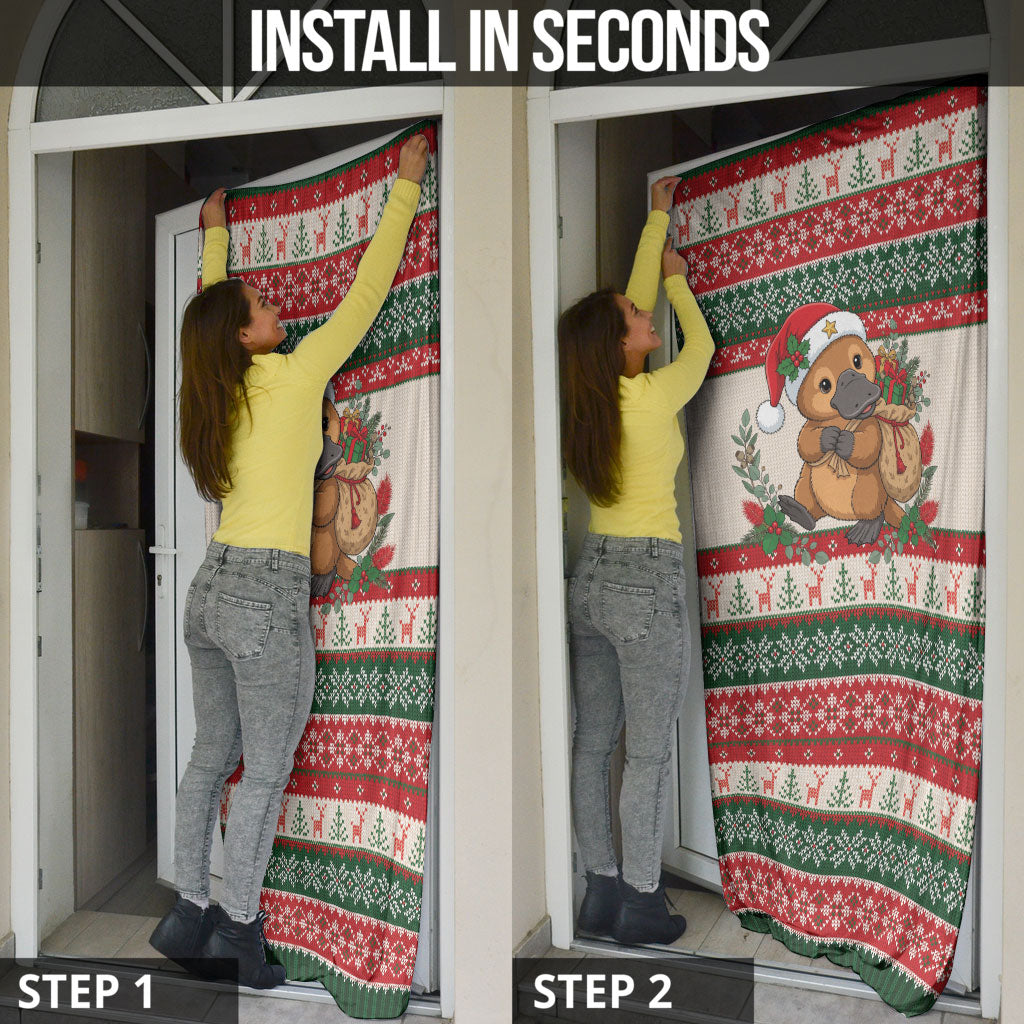 Aussie Platypus Christmas Door Cover Festive Knitted Pattern Inspired