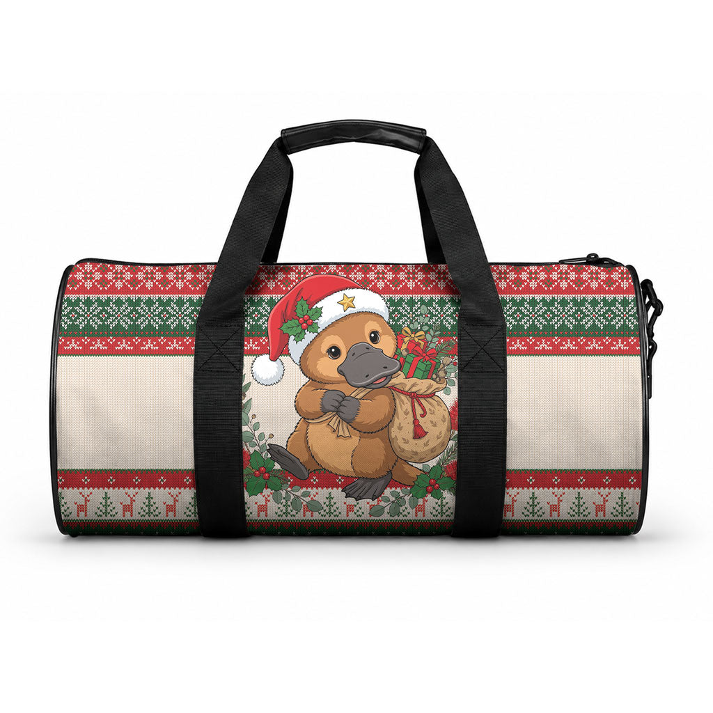 Aussie Platypus Christmas Duffle Bag Festive Knitted Pattern Inspired