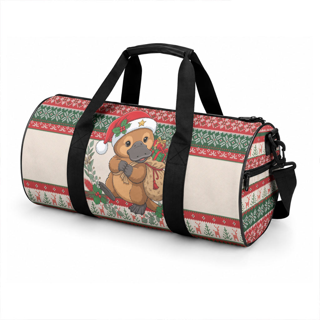 Aussie Platypus Christmas Duffle Bag Festive Knitted Pattern Inspired