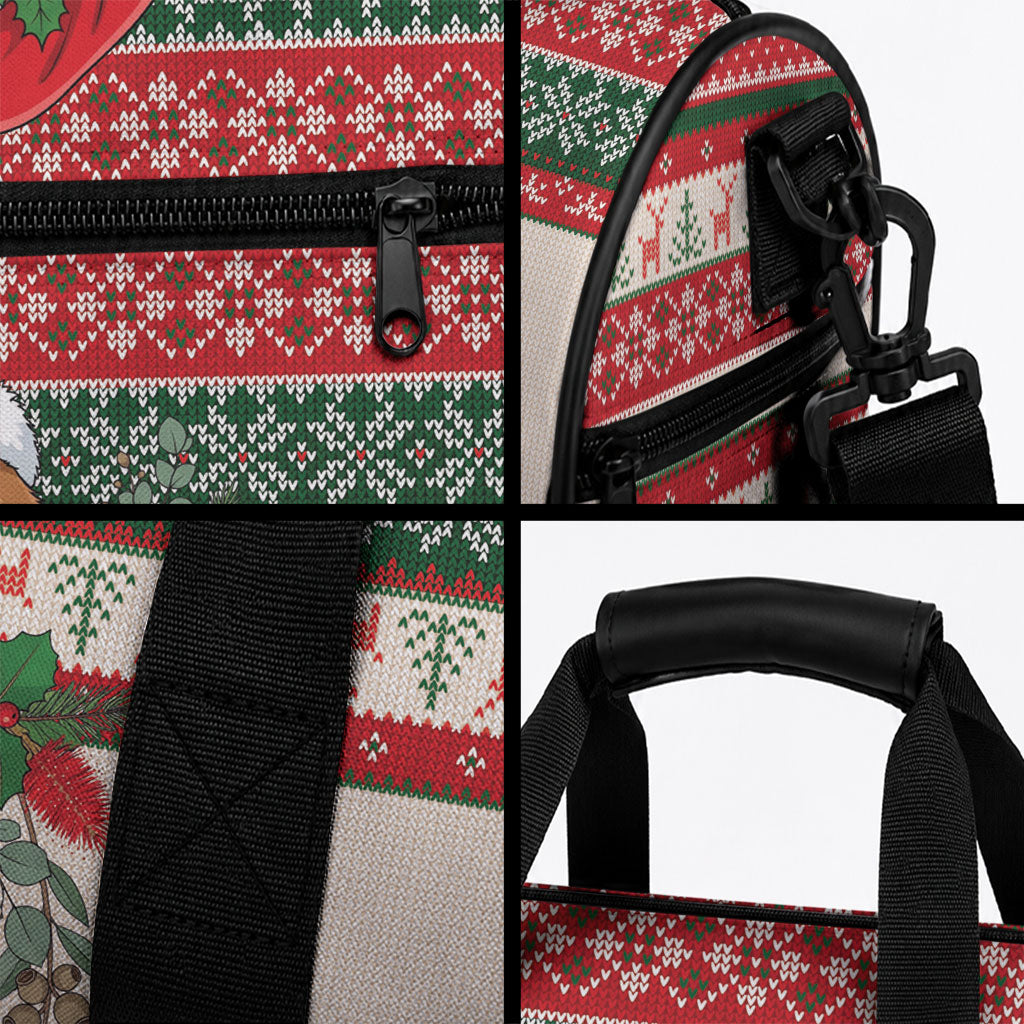 Aussie Platypus Christmas Duffle Bag Festive Knitted Pattern Inspired