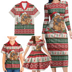 Aussie Platypus Christmas Family Matching Long Sleeve Bodycon Dress and Hawaiian Shirt Festive Knitted Pattern Inspired