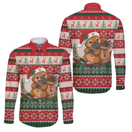 Aussie Platypus Christmas Family Matching Mermaid Dress and Hawaiian Shirt Festive Knitted Pattern Inspired