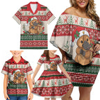 Aussie Platypus Christmas Family Matching Off Shoulder Short Dress and Hawaiian Shirt Festive Knitted Pattern Inspired
