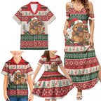 Aussie Platypus Christmas Family Matching Summer Maxi Dress and Hawaiian Shirt Festive Knitted Pattern Inspired