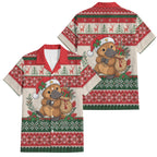 Aussie Platypus Christmas Family Matching Summer Maxi Dress and Hawaiian Shirt Festive Knitted Pattern Inspired