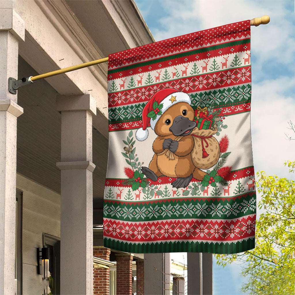 Aussie Platypus Christmas Garden Flag Festive Knitted Pattern Inspired