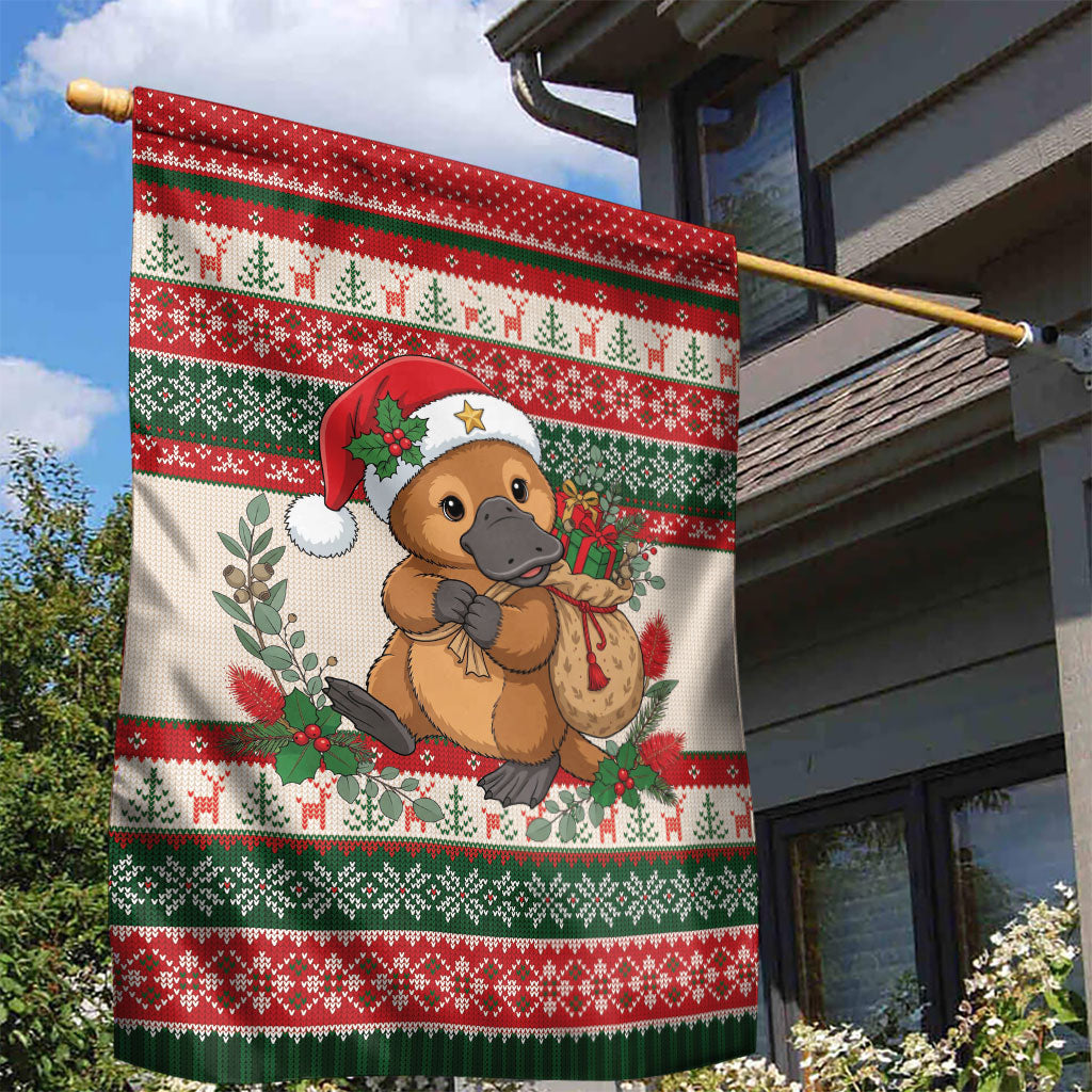 Aussie Platypus Christmas Garden Flag Festive Knitted Pattern Inspired