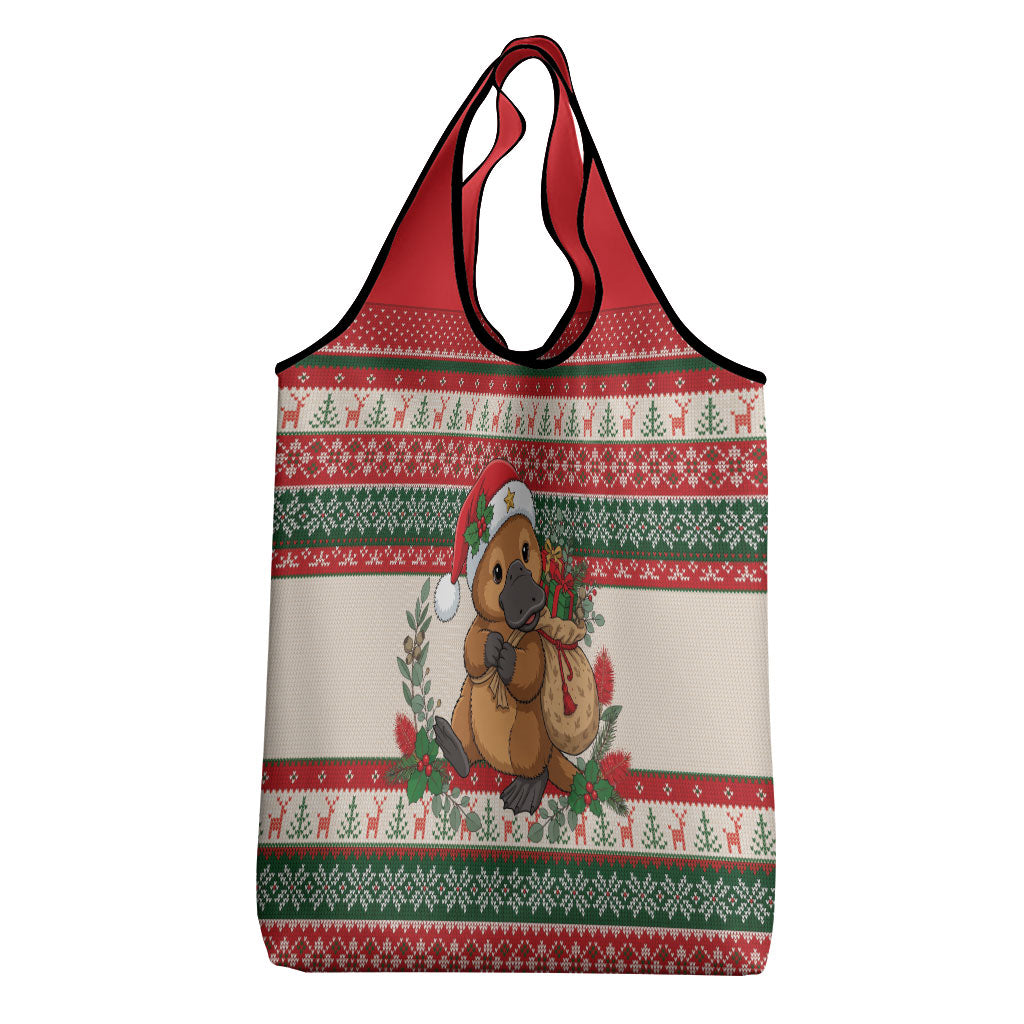 Aussie Platypus Christmas Grocery Bag Festive Knitted Pattern Inspired