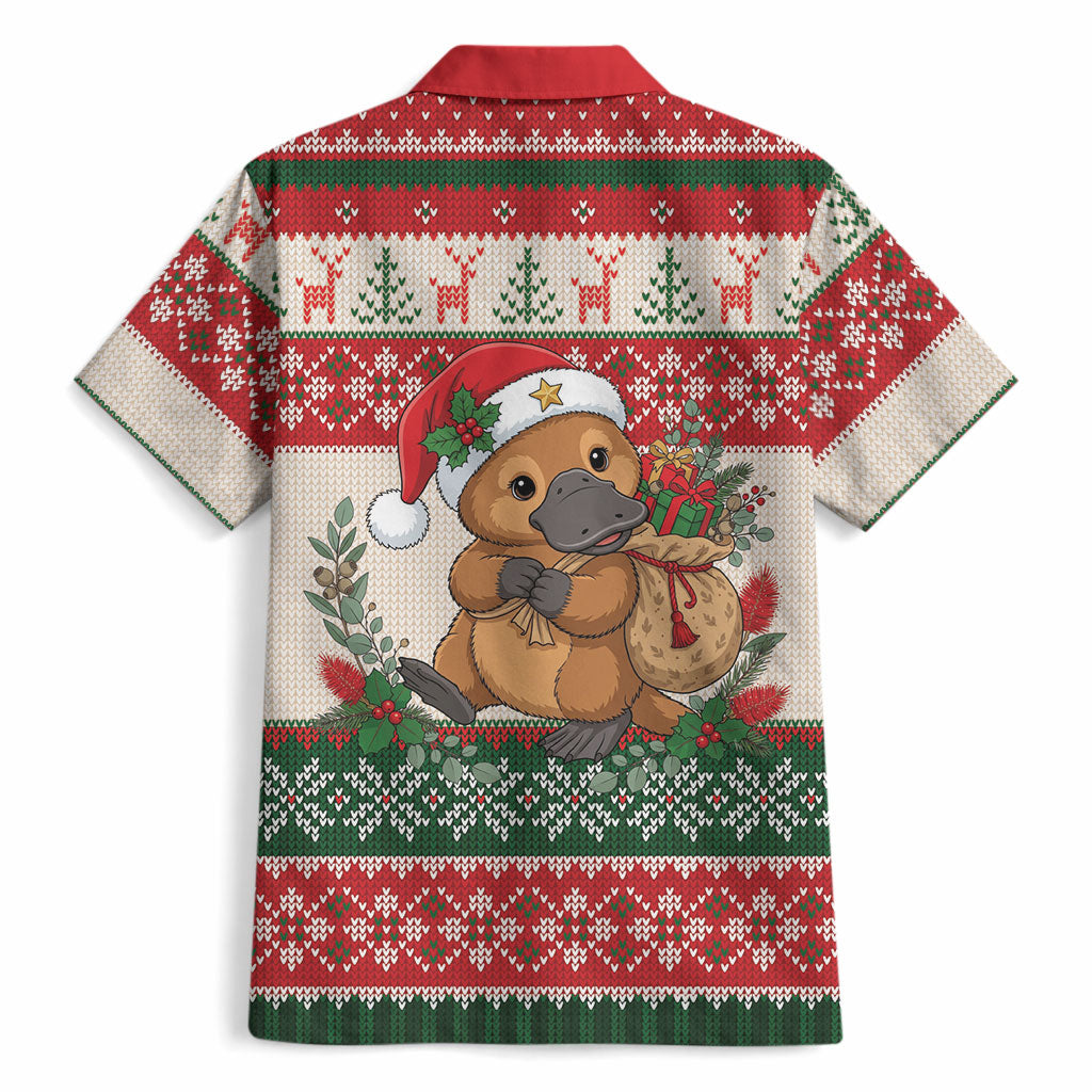 Aussie Platypus Christmas Hawaiian Shirt Festive Knitted Pattern Inspired