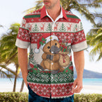 Aussie Platypus Christmas Hawaiian Shirt Festive Knitted Pattern Inspired