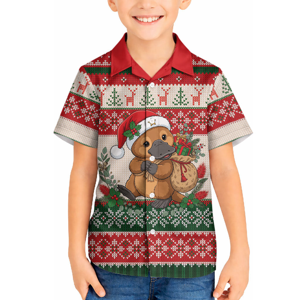 Aussie Platypus Christmas Hawaiian Shirt Festive Knitted Pattern Inspired