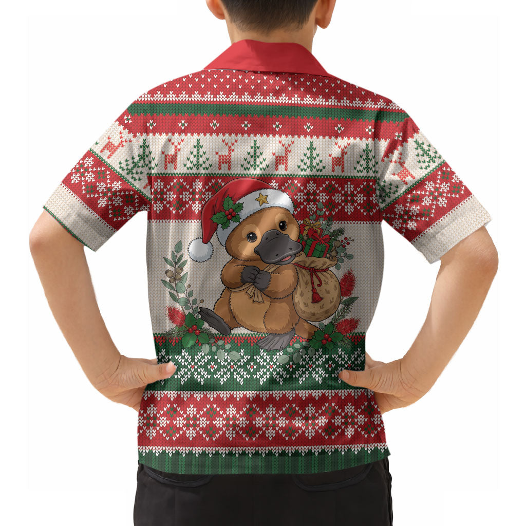Aussie Platypus Christmas Hawaiian Shirt Festive Knitted Pattern Inspired